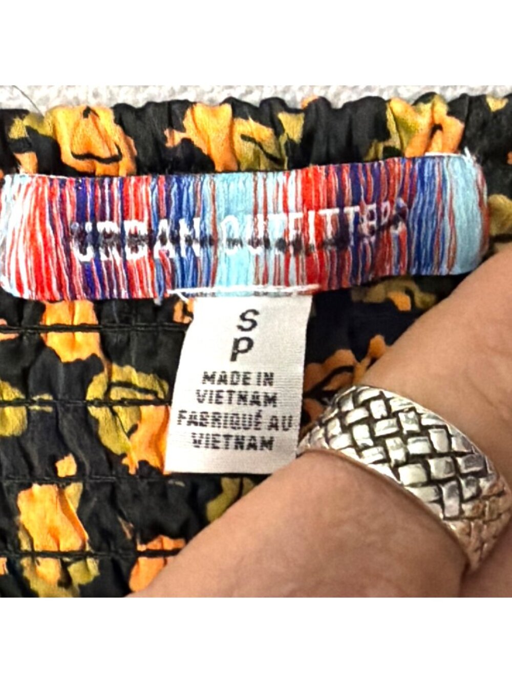 Urban Outfitter Y2K Babydoll Floral Midi Dress Slit Spaghetti Straps Smocking - Picture 4 of 9